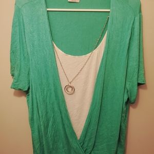 Julian Nicole Seagreen White Womens Top